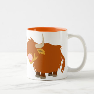 Bicolor Taza linda de la vaca de la montaña del dibujo