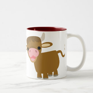 Bicolor Taza linda del buey del dibujo animado