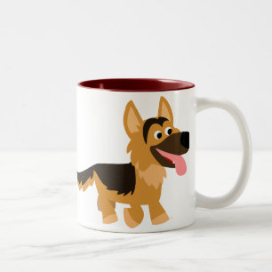 Bicolor Taza linda del perro de pastor alemán del dibujo
