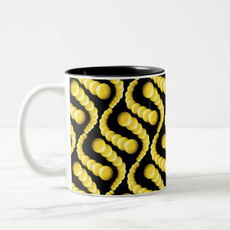 Bicolor Taza - Líneas curvas de esferas amarillas