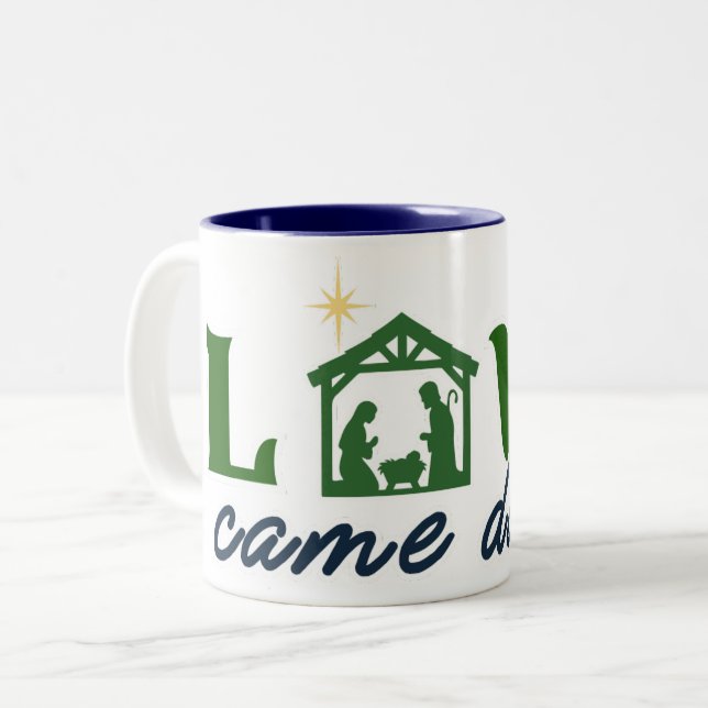 Bicolor Taza Love Came Down (Anverso izquierdo)