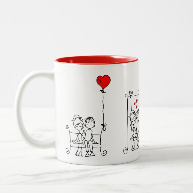 Bicolor Taza Love Doodle 1 de 3 (Izquierda)
