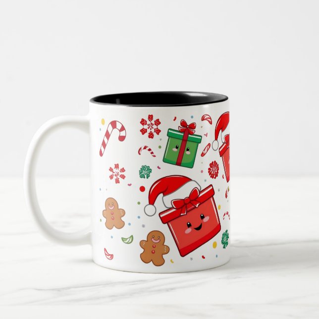 Bicolor Taza Mágica de Fiesta Navideña (Izquierda)