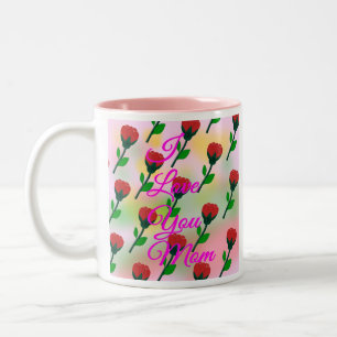 Bicolor Taza mágica rosa te amo mamá con mosaico de flores