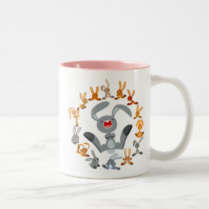 Bicolor Taza Mandala de conejos de dibujos animados lindos