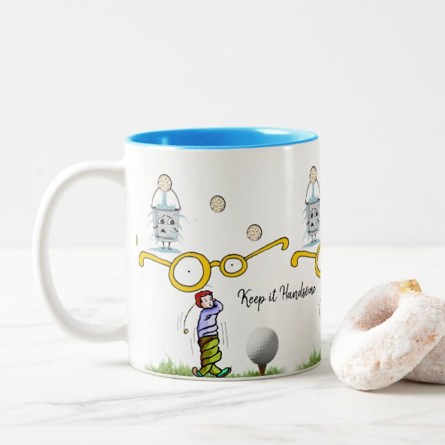 Bicolor Taza Mantén Golfer Guapo (Con donut)