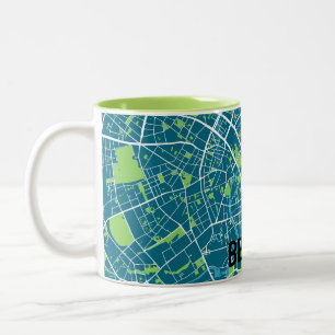 Bicolor Taza mapa minimalista de Berlín - Azul-verde