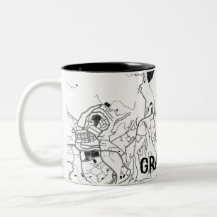 Bicolor Taza mapa minimalista de Granada - Blanco-negro