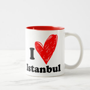 Bicolor Taza Me Amo Estambul Turquía Taza de Café de Dos T