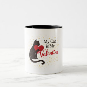 Bicolor Taza Mi Gato Es Mi San Valentín – Silueta Negra