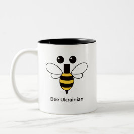 Bicolor Taza minimalista de dos tonos Bee ucraniana linda