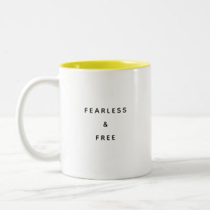 Bicolor Taza moderna de dos tonos con tipografía Fearless 