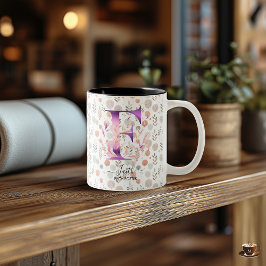 Bicolor Taza Monograma Boho Chic Abstracta Personalizada -