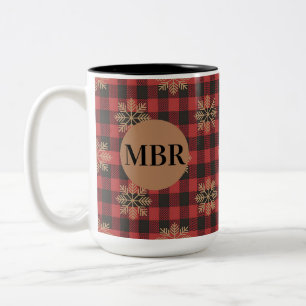 Bicolor Taza Monograma de Cocina Campestre con Copos de Ni