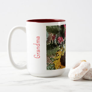 Bicolor Taza Mosaico de Girasoles Personalizada