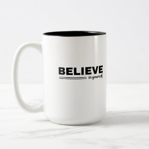 Bicolor Taza Motivacional con Frase de Creer en Ti Mismo