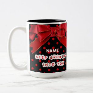 Bicolor Taza Motivacional Personalizada de Lunares Rojos 