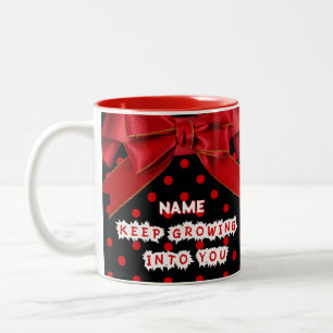 Bicolor Taza Motivacional Personalizada de Lunares Rojos