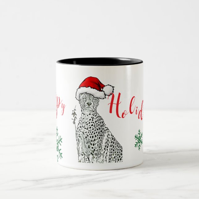 Bicolor Taza Mug Cheetah de Navidad (Centro)