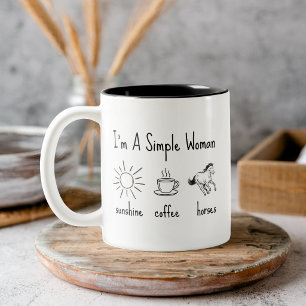 Bicolor Taza Mujer Simple Amante de los Caballos