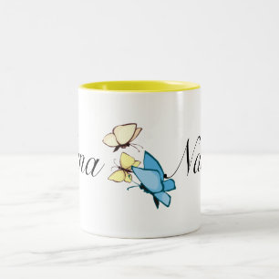 Bicolor Taza Nana con Mariposas