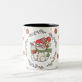Bicolor Taza Navideña Adorable de Muñeco de Nieve con Coro
