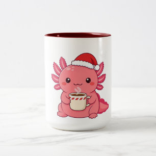 Bicolor Taza navideña de dos tonos con ajolote kawaii lind