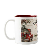 Taza navideña personalizada de granja de dos tonos