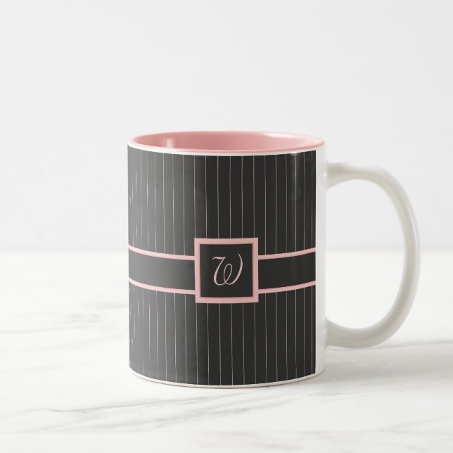 Bicolor Taza negra con rayas rosadas (Derecha)