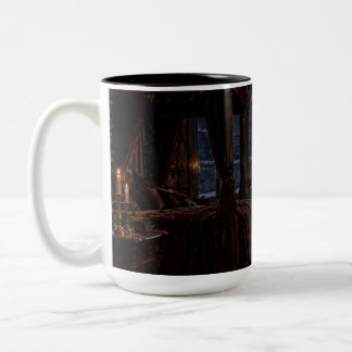 Bicolor Taza negra de chimenea de dormitorio gótico | Sava