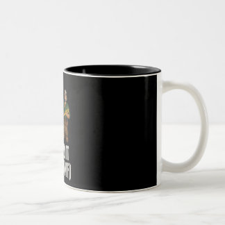Bicolor Taza Negra de Mano de Obra Cómica Reparado Un Poco