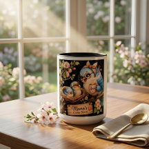 Taza Negra Nido Acogedor de Mamá