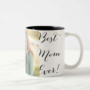 Bicolor Taza nunca" personalizada de la foto de la "mejor