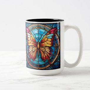 Bicolor Taza para bebedores diestros Mariposa de vidrio em
