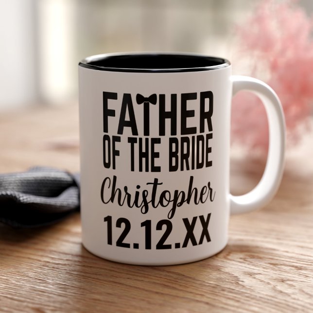Bicolor Taza para el padre de la novia para regalar a los  (Quick and easy gift for the Father of the Bride. Just add his name and your wedding date)