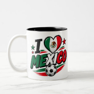Bicolor Taza para fanático del fútbol de México Orgullo