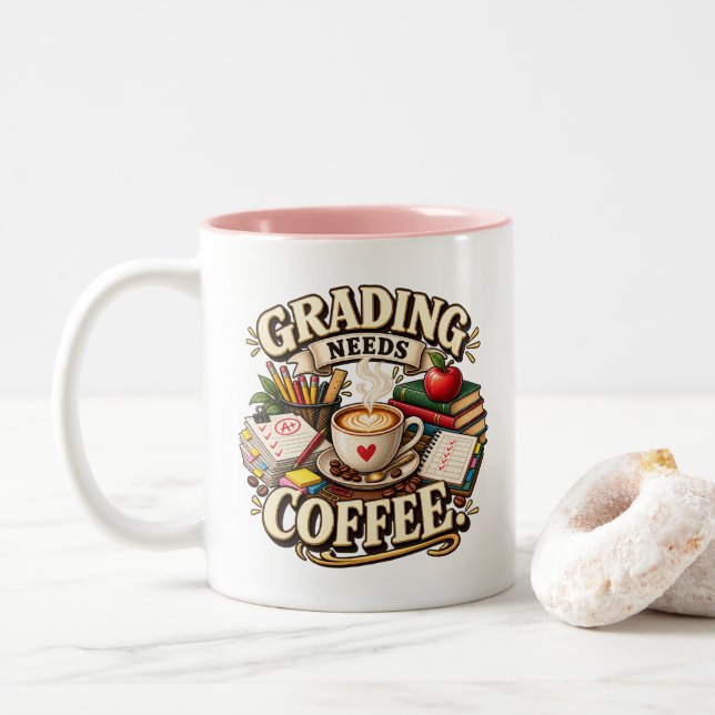 Bicolor Taza para maestro de café para calificar (Con donut)