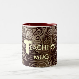 Bicolor Taza para maestros con patrón de remolino beige y
