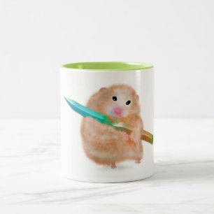 Bicolor Taza para niños con hámster lindo con lápiz,