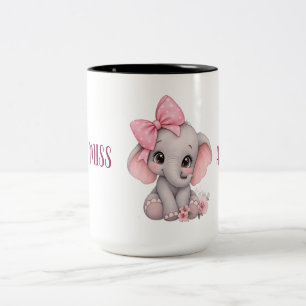 Bicolor Taza para Señora Elefante Rosa Linda / Taza de Caf