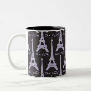 Bicolor Taza París Torre Eiffel Francia Morado y Negro