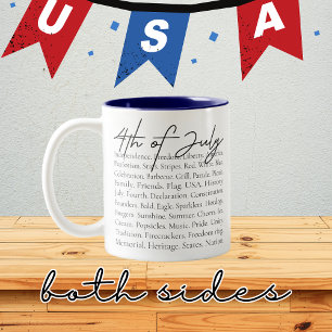 Bicolor Taza Patriótica del 4 de Julio EE. UU., Rojo Blanc