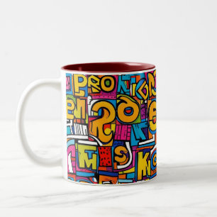 Bicolor Taza - Patrón geométrico abstracto de arte pop 28