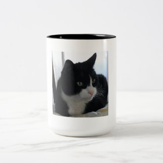 Bicolor Taza pensativa del gato del smoking