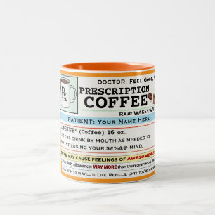 Bicolor Taza personalizable de café con receta divertida R