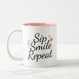 Bicolor Taza personalizada "Bebe. Sonríe. Repite." con tex