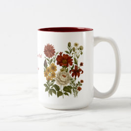 Bicolor Taza personalizada con diseño floral vintage, rega
