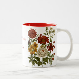 Bicolor Taza personalizada con diseño floral vintage, rega