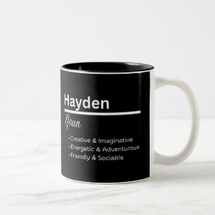 Bicolor Taza personalizada con el nombre Hayden Definición
