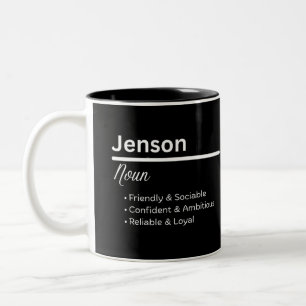 Bicolor Taza Personalizada con el Nombre Jenson Definición